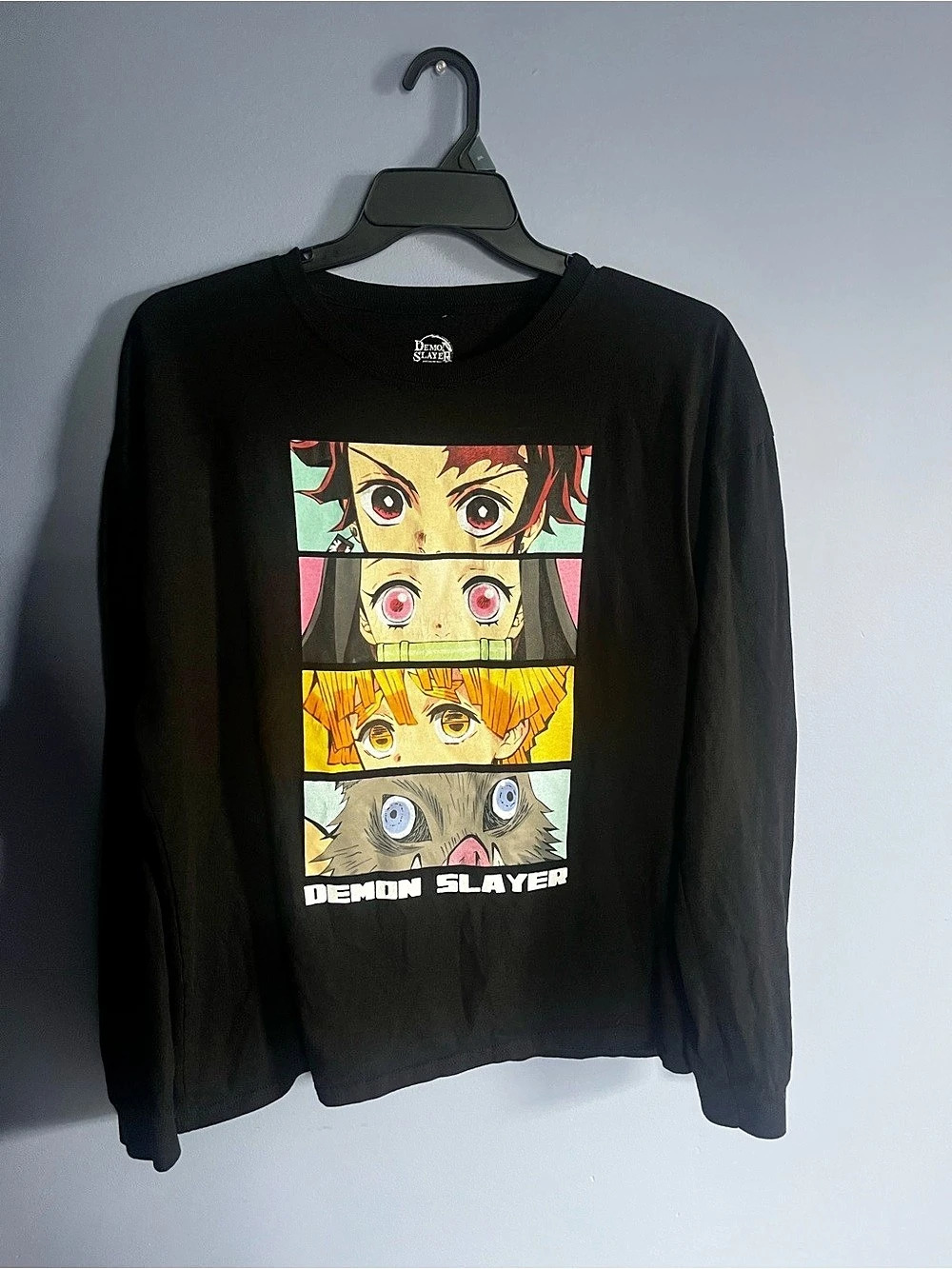 Demon Slayer Character Panels Long Sleeve Black T-Shirt Black 2XL